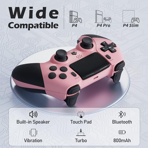 Thumbnail 1 de CHEREEKI Mando Inalámbrico para PS4, Pro y Slim: doble vibración, giroscopio, turbo, touchpad y audio