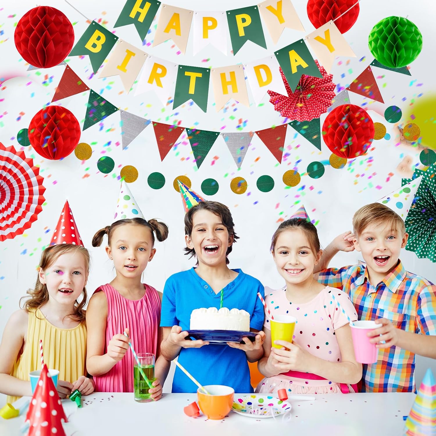 Thumbnail 6 de Meowoo Geburtstagsdeko Happy Birthday Girlande & Wimpelkette (wiederverwendbar)