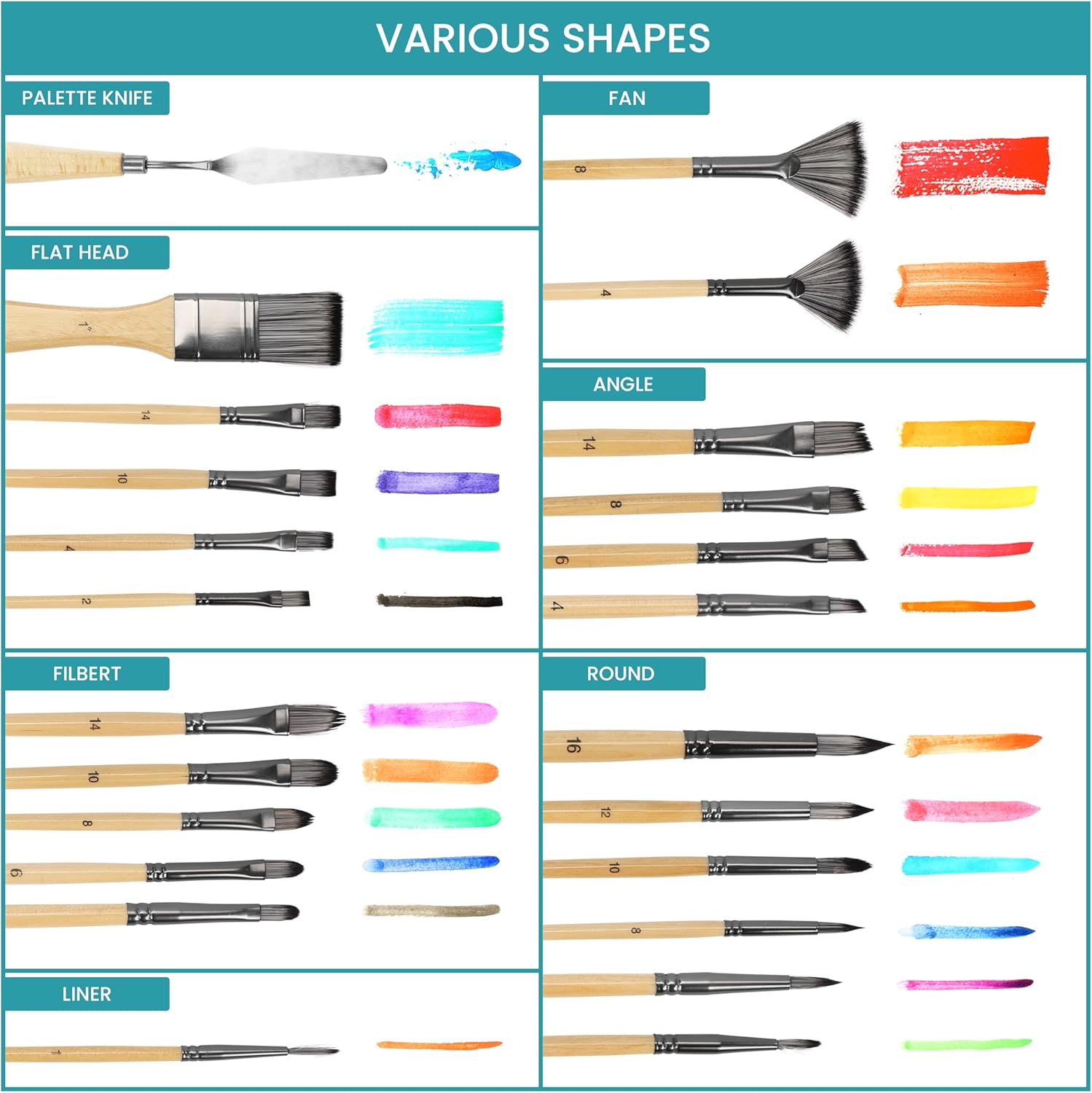 Thumbnail 2 de Kurtzy 24-Piece Artist Paint Brush Set with Case (Nylon Hair) for Acrylic, Watercolour, Gouache & Oil