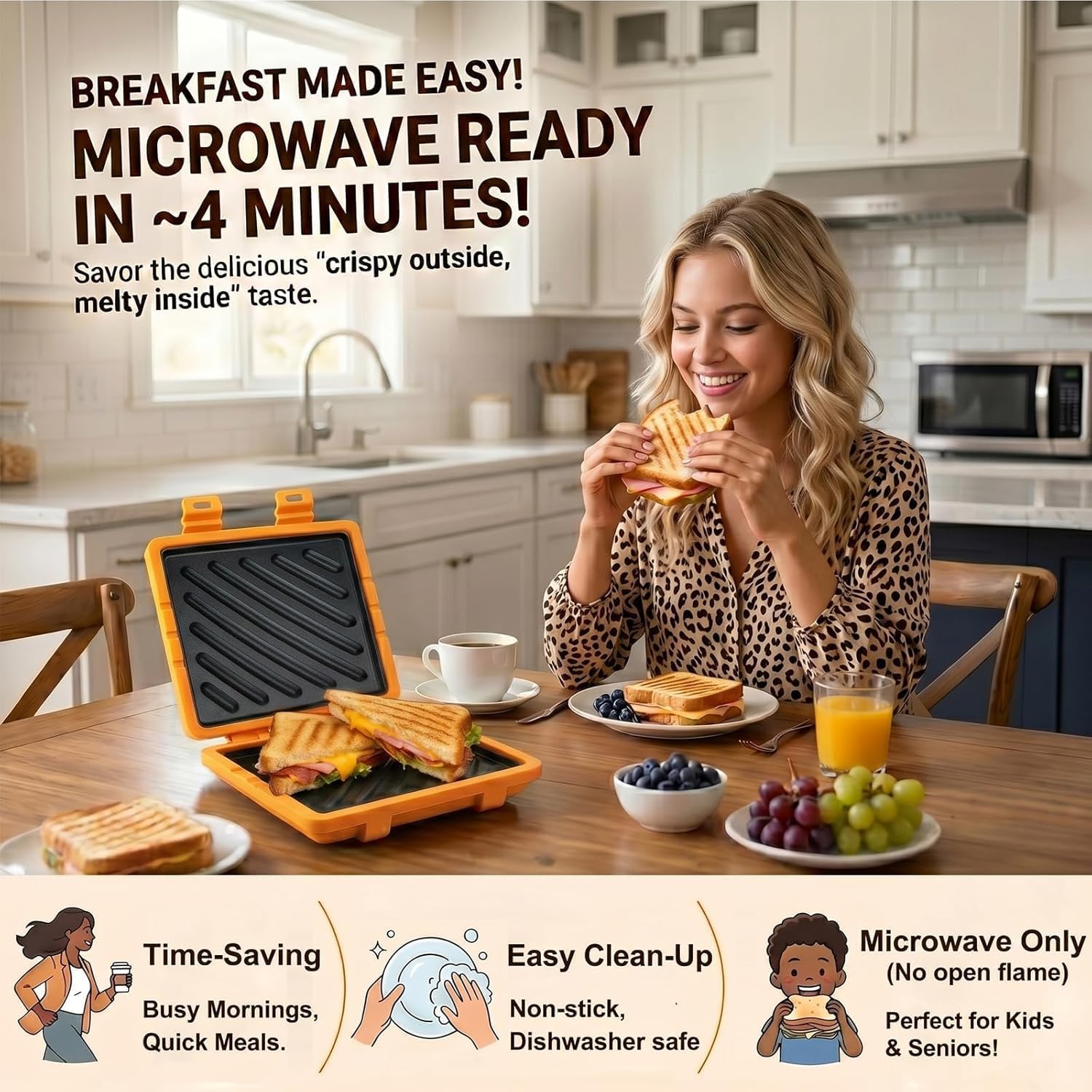 Thumbnail 1 de Microwave Sandwich Maker with Nonstick Plates
