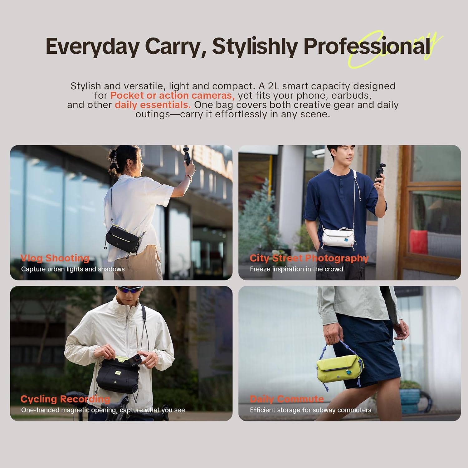 Thumbnail 1 de PGYTECH OneGo Pocket Sling Bag for DJI Osmo Pocket 3 & Action Cameras – Lightweight Crossbody Carry