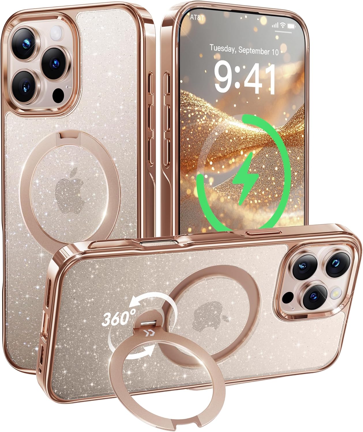 Detalle de CASEKOO Glitter 360° Spin iPhone 16 Pro Max Case