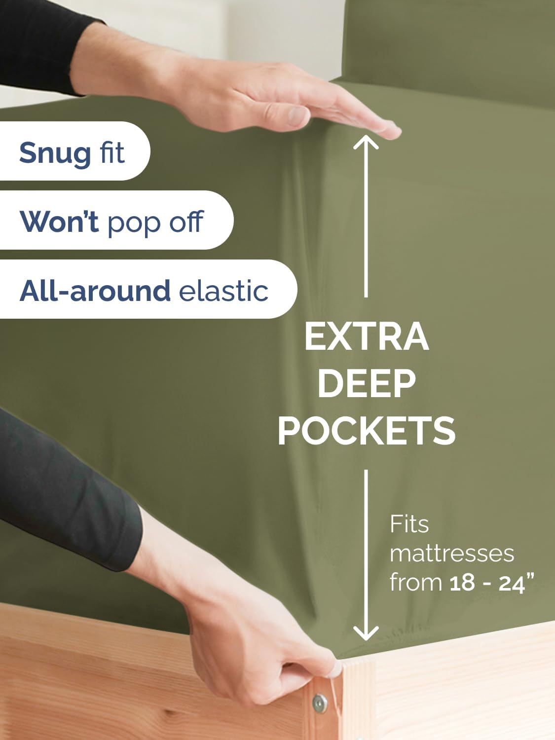 Thumbnail 1 de CGK Unlimited 21InchFittedQueenSageGreen Queen Fitted Sheet, Sage Green