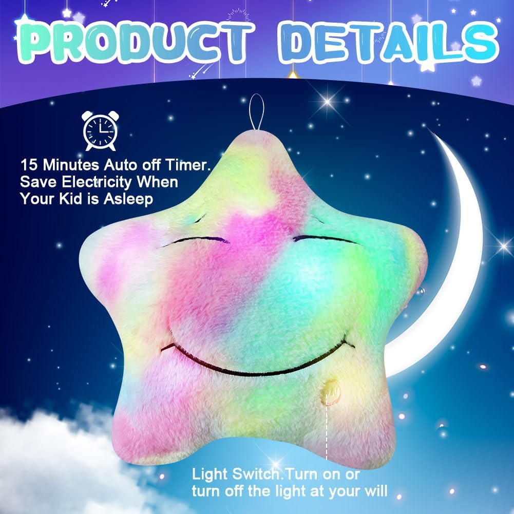 Detalle de Ainiv Cuscino a Forma di Stella a LED – poduszka świecąca 40 × 36 cm