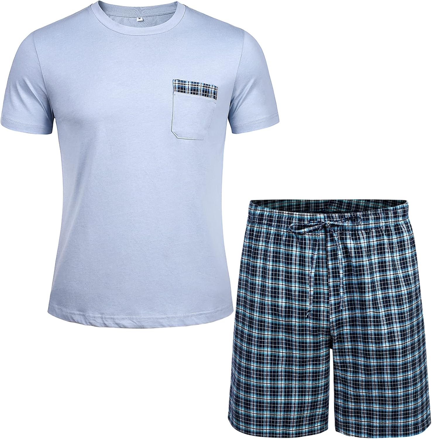 Thumbnail 2 de Winovia Schlafanzug Herren Kurz Pyjama Set aus Baumwolle – Kurzarm, karierte Hose, Brusttasche