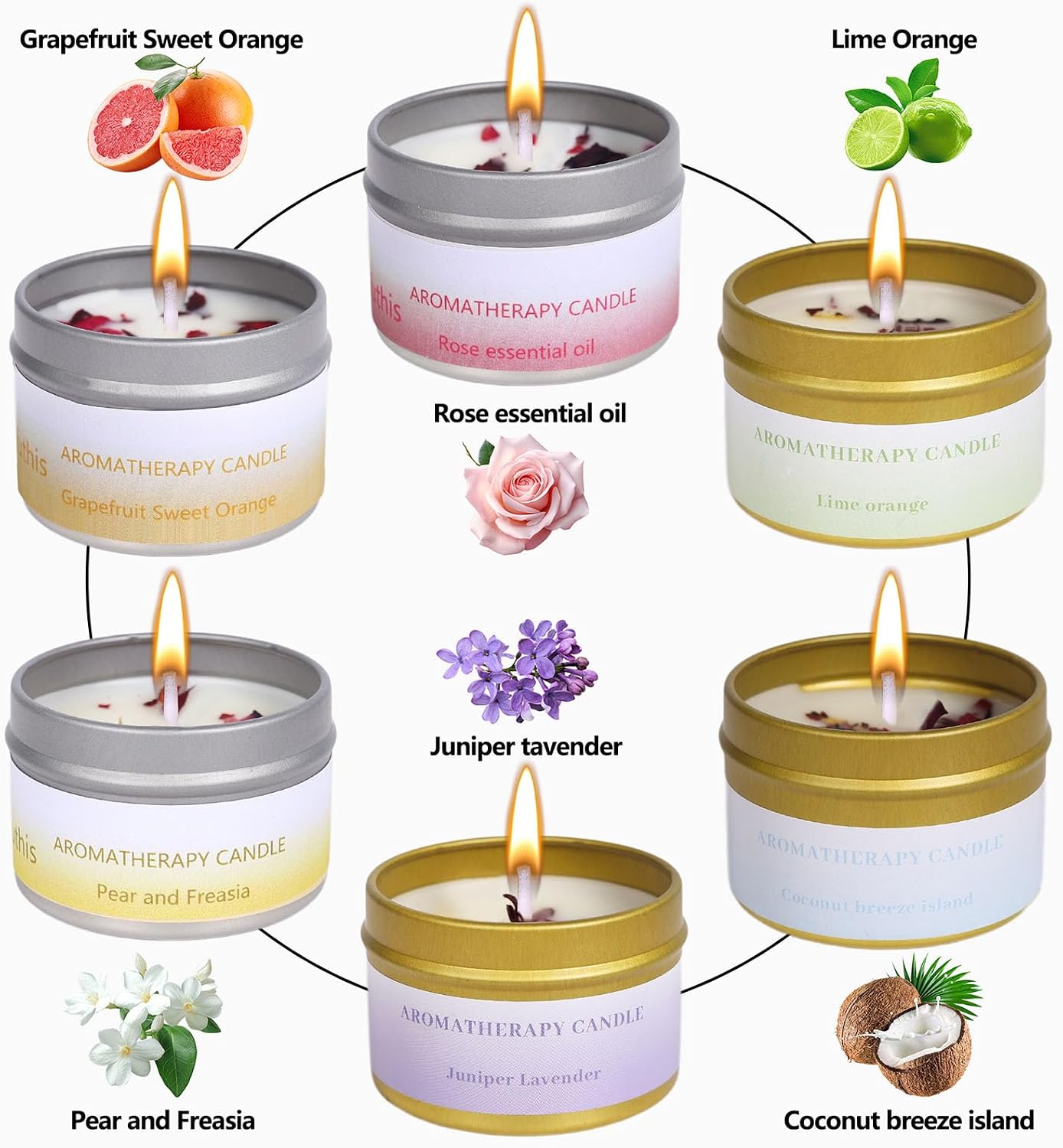 Detalle de Scented Candles Gifts for Women – 6-Pack Soy Wax Aromatherapy Candle Set
