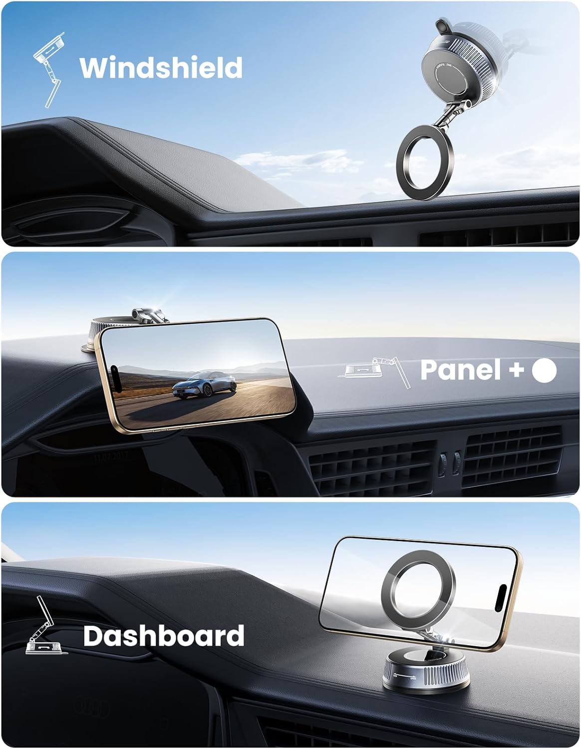 Detalle 2 de EOIWUY Vacuum Magnetic Car Phone Holder 360°