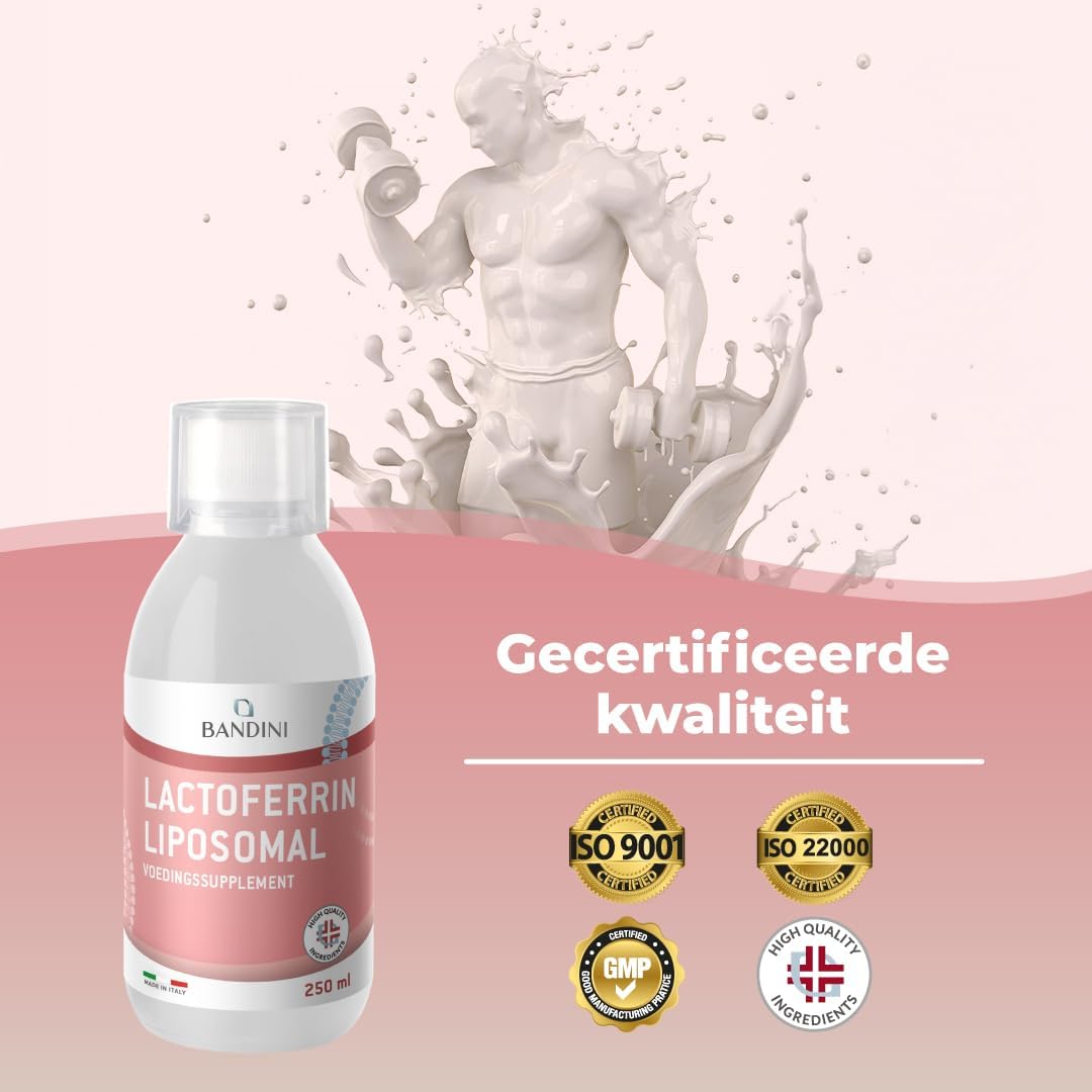 Detalle de BANDINI Lactoferrine Liposomaal 250 ml vloeibaar supplement, vegan en kersensmaak