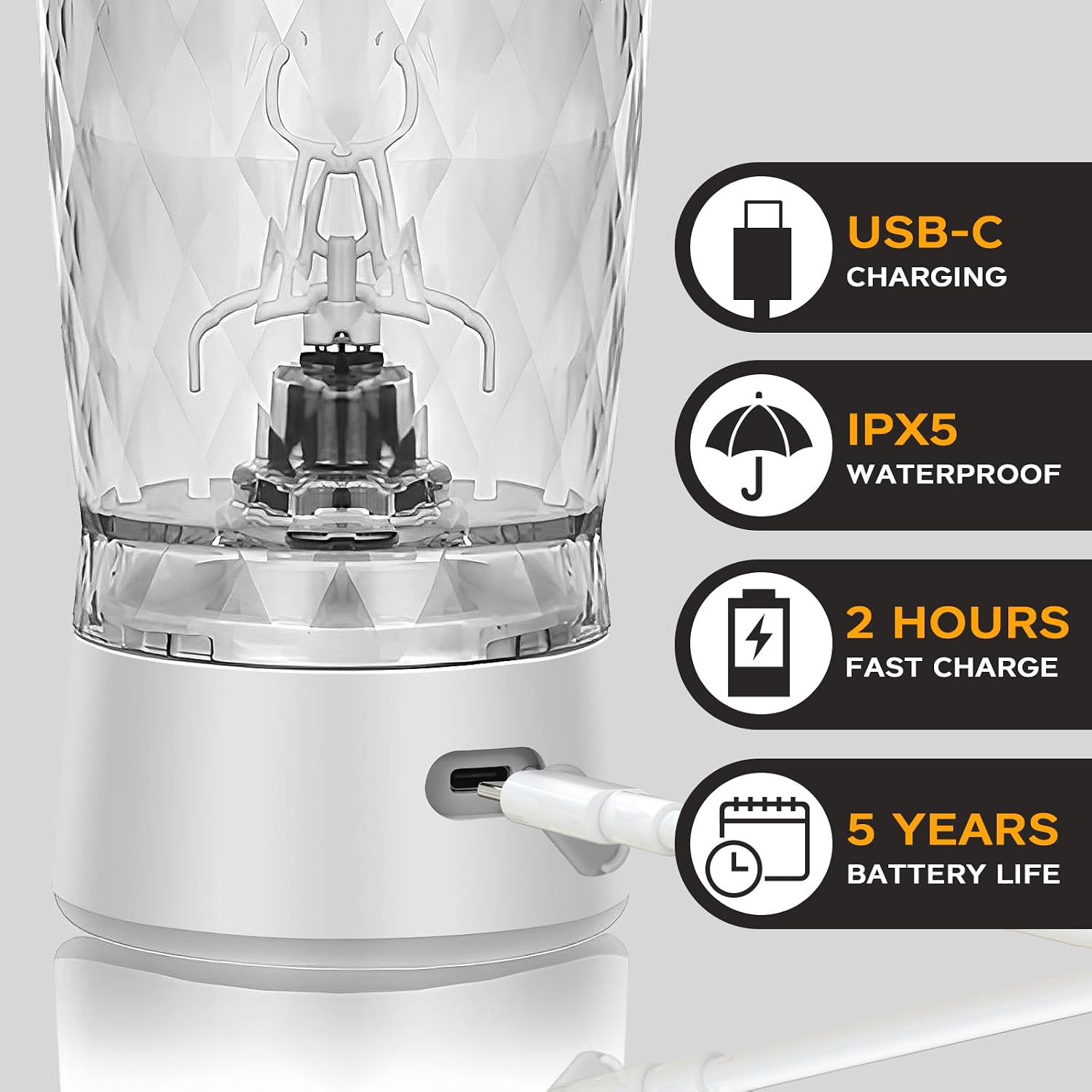 Detalle 2 de Mountop 550ml Electric Protein Shaker Bottle 🥤