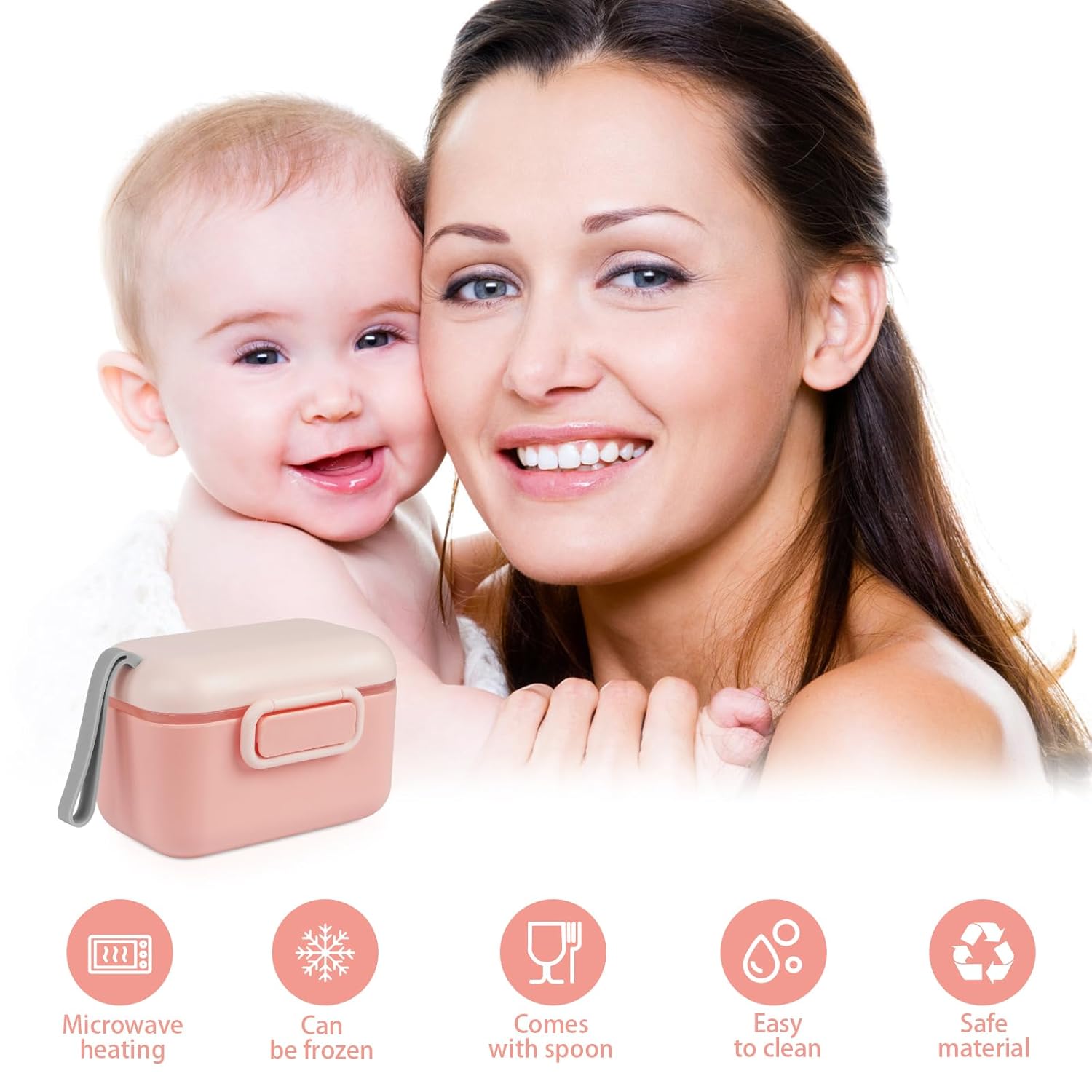 Thumbnail 6 de Aolso Milchpulver Portionierer Rosa – luftdichte Aufbewahrung für Babys Milchpulver