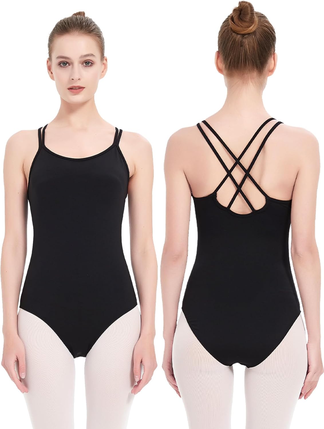 Kefiyis Body Danza Classica Donna — Camisole Body Ginnastica Artistica Nero, Alta Elasticità