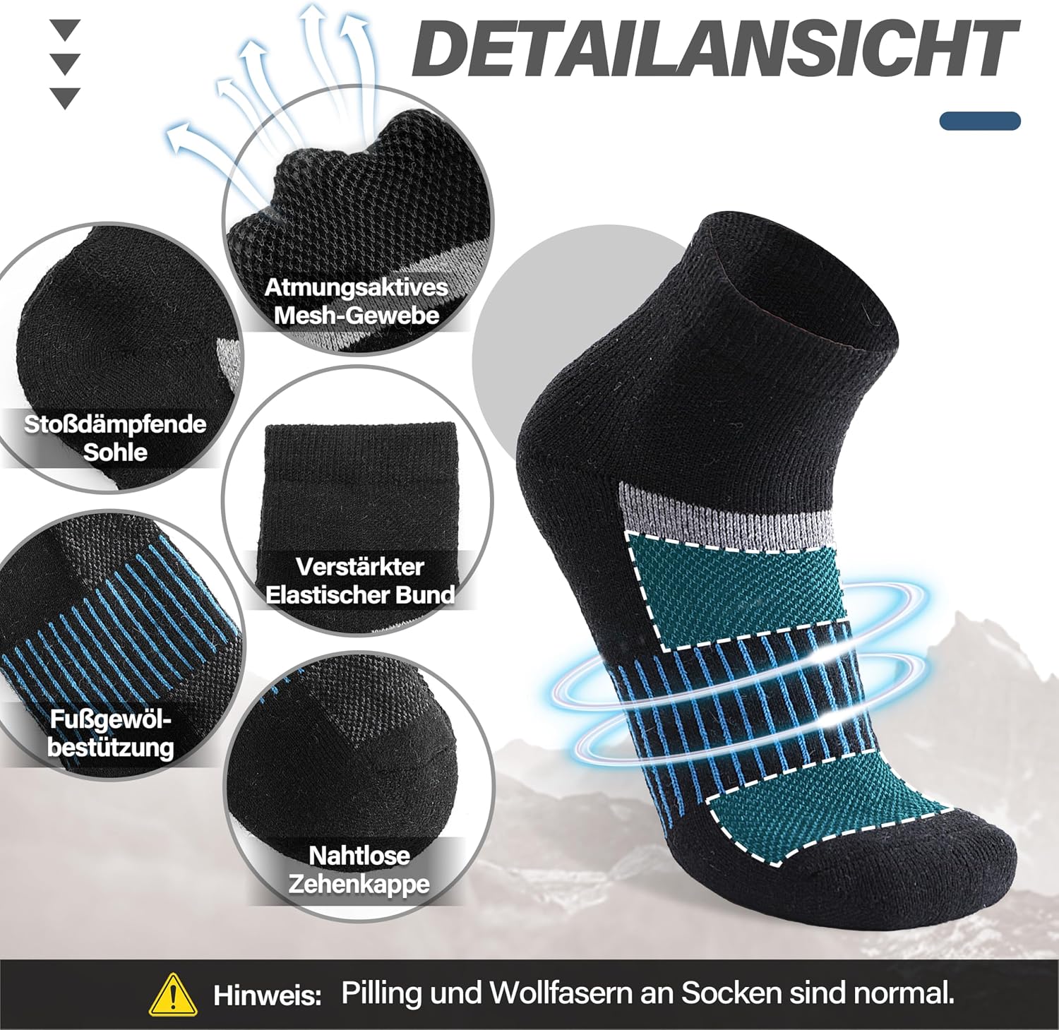 Thumbnail 3 de MOSEY KOSY Merino Wandersocken 6 Paar