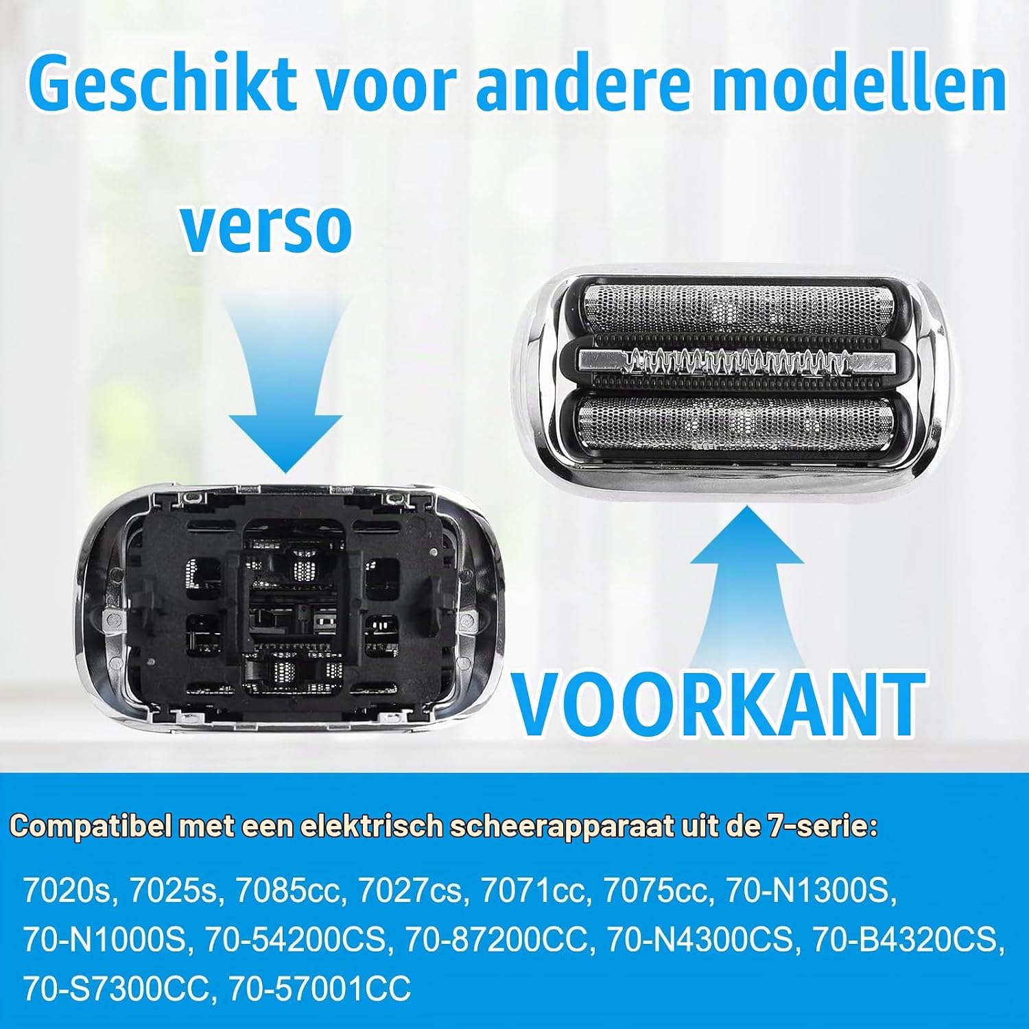 Thumbnail 2 de CEOTIS 73S vervangende scheerkop voor Braun Series 7, 2 stuks, RVS foliekop