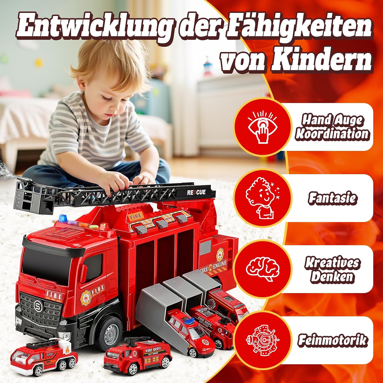 Thumbnail 2 de Glanzik Großer Feuerwehr Truck Spielzeug