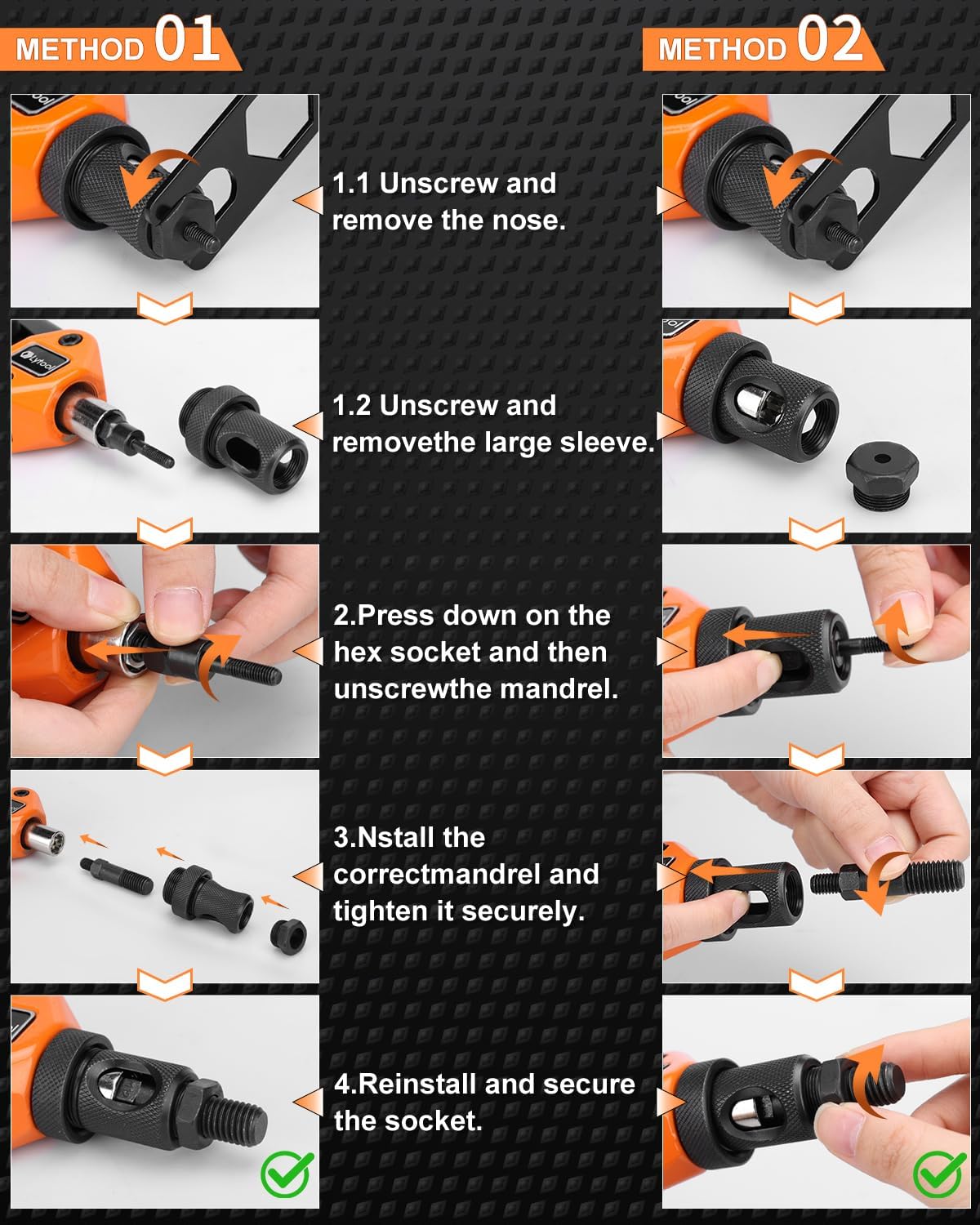 Thumbnail 4 de Lytool Rivnut Tool Kit 13" – Hand Rivet Nut Setter with 70 Rivet Nuts (M3 to M12) & 7 Mandrels