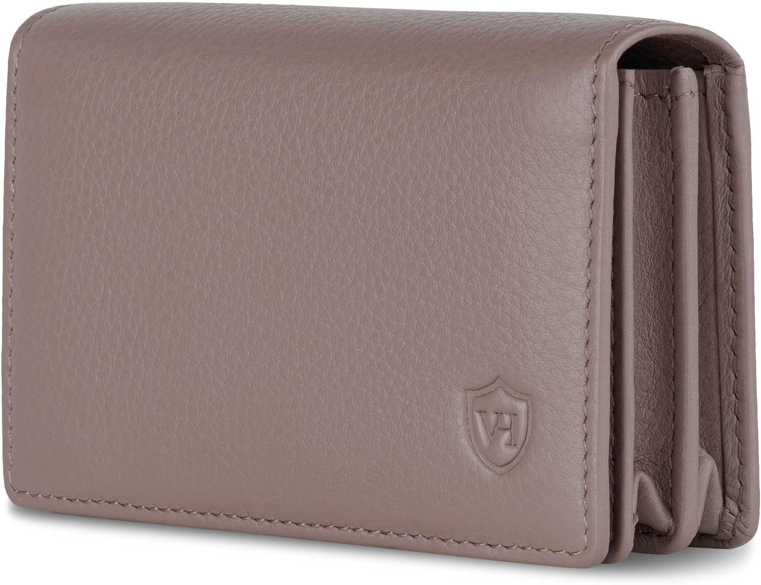 Detalle de VON HEESEN Visitenkartenetui Leder mit RFID-Schutz (Taupe) – Platz für 50 Visitenkarten, 6 Fächer