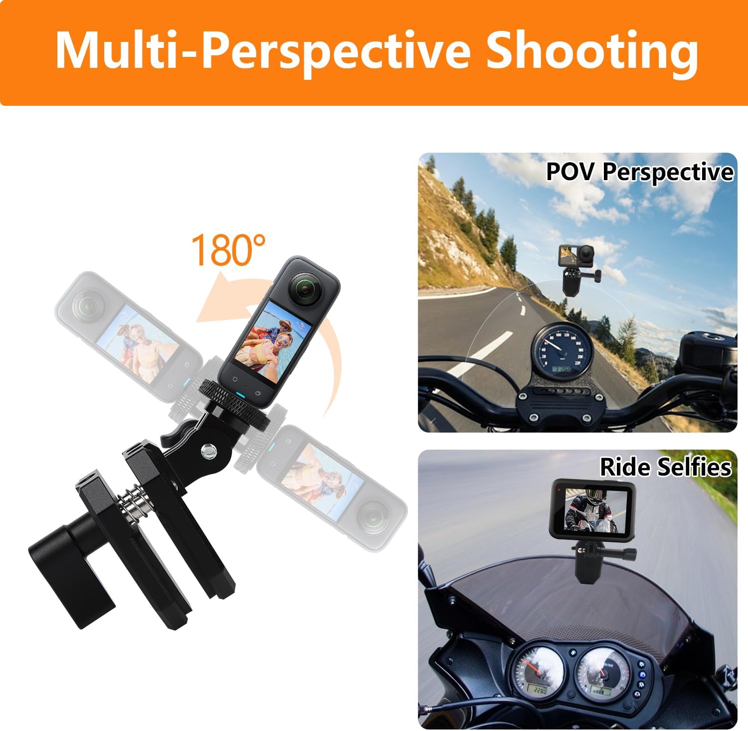 Detalle 2 de HAFOKO Motorcycle Windshield Camera Mount for GoPro
