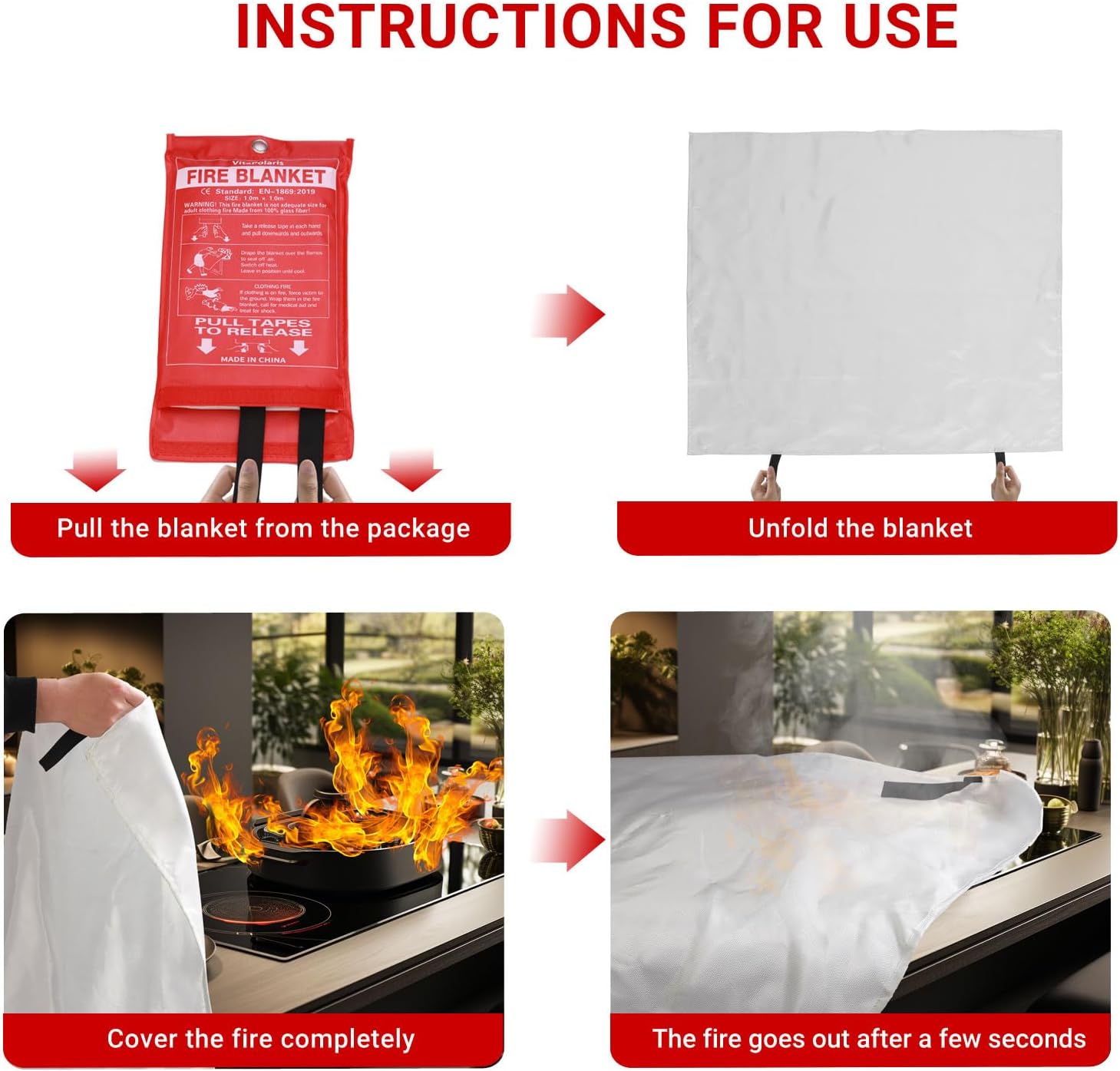 Thumbnail 4 de VitaPolaris Heavy-Duty Fire Blanket 4-Pack 🧯