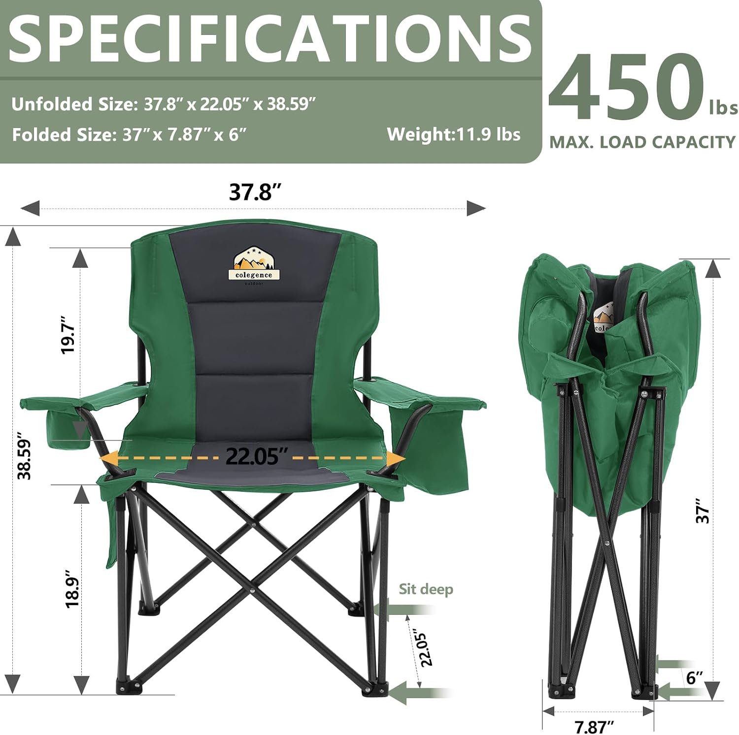 Detalle de Colegence Camping Chair 450 lb