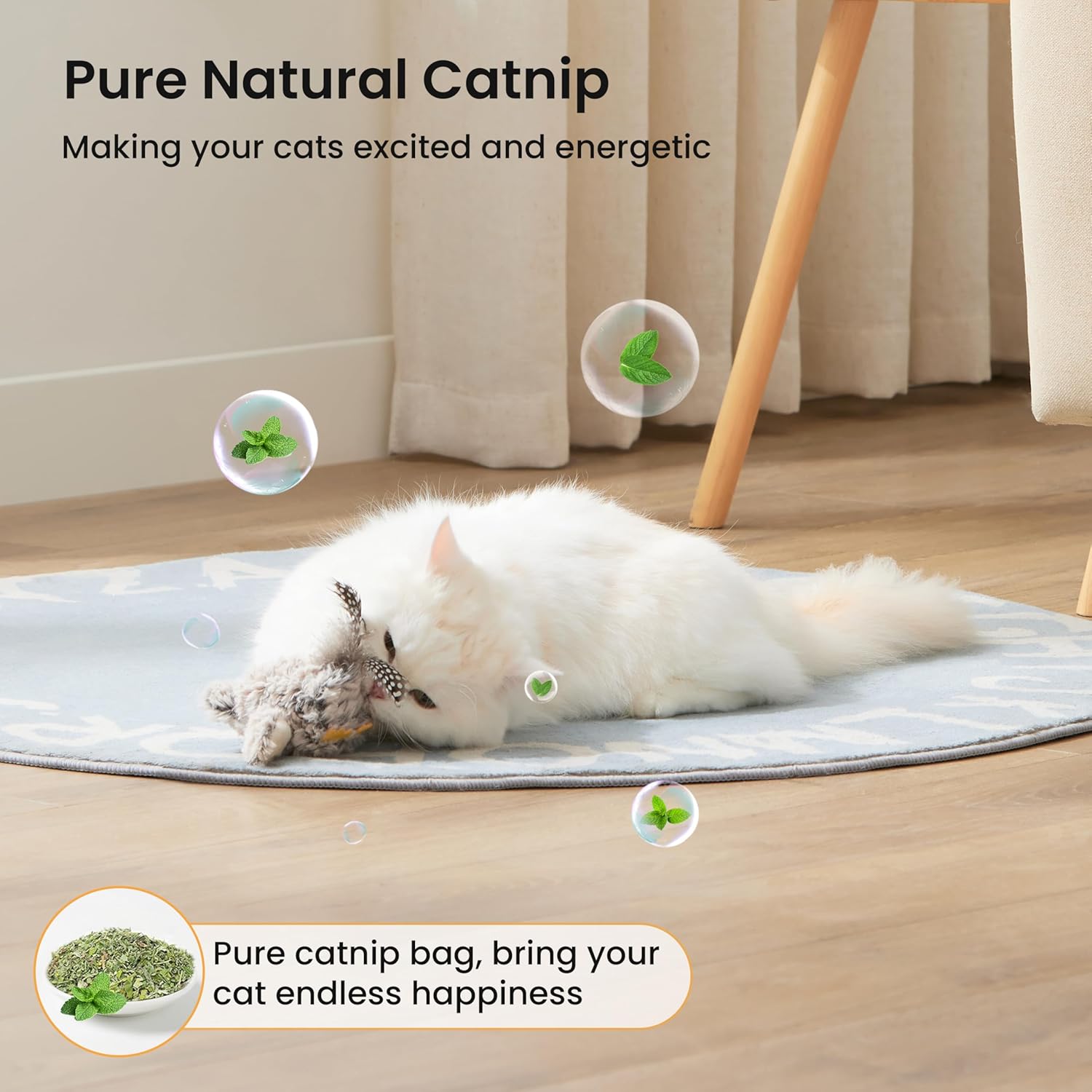 Detalle 2 de ZOMISIA Interactive Cat Toys flapping bird & owl toy (touch activated, rechargeable, grey)