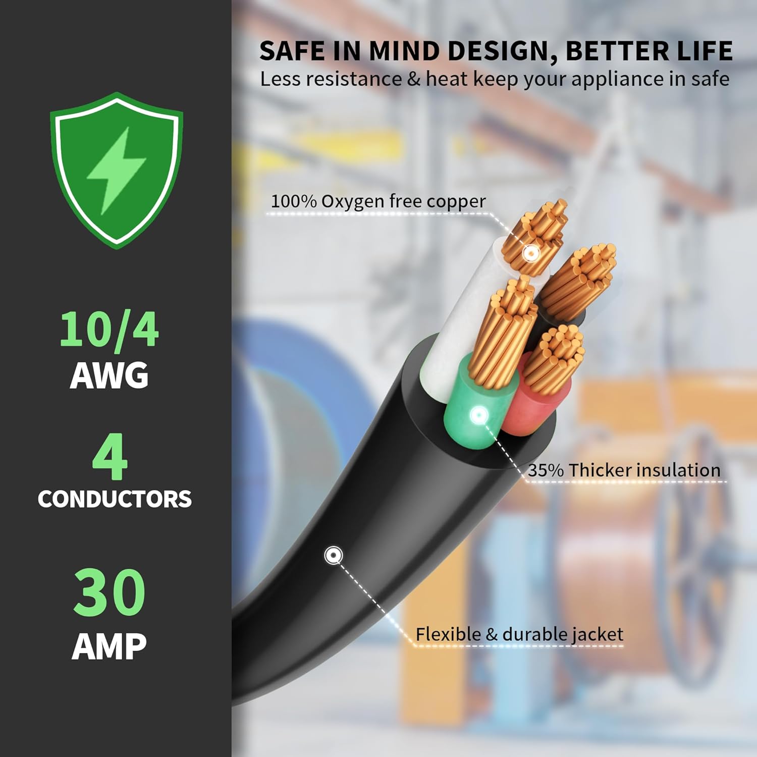 Detalle de POWGRN 20 ft 30 Amp Generator Extension Cord
