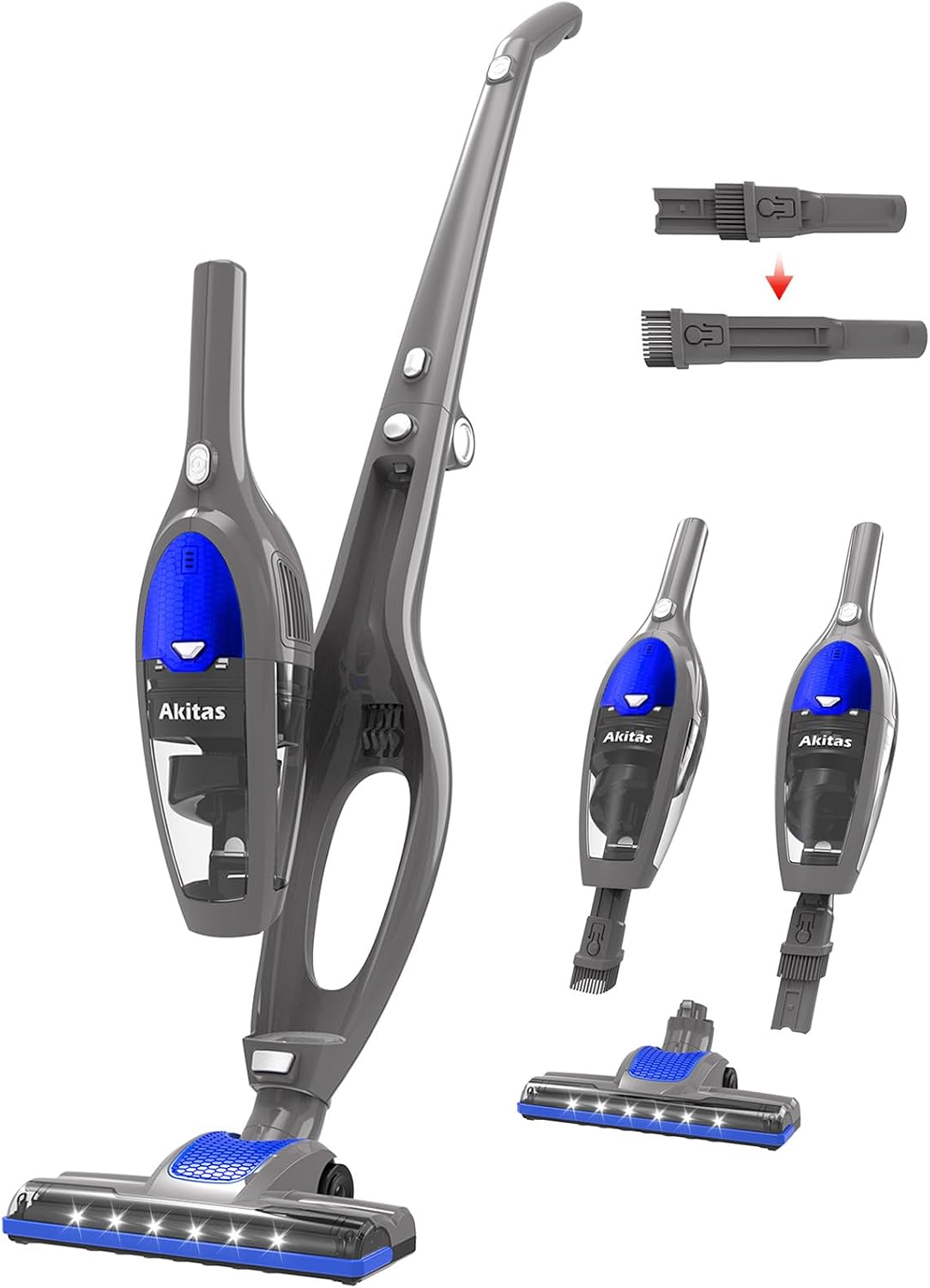 Detalle de Akitas U10 Cordless Vacuum Cleaner — 2-in-1 Stick & Handheld with Auto-Charging Dock, 2.4kg, LED Turbo Brush