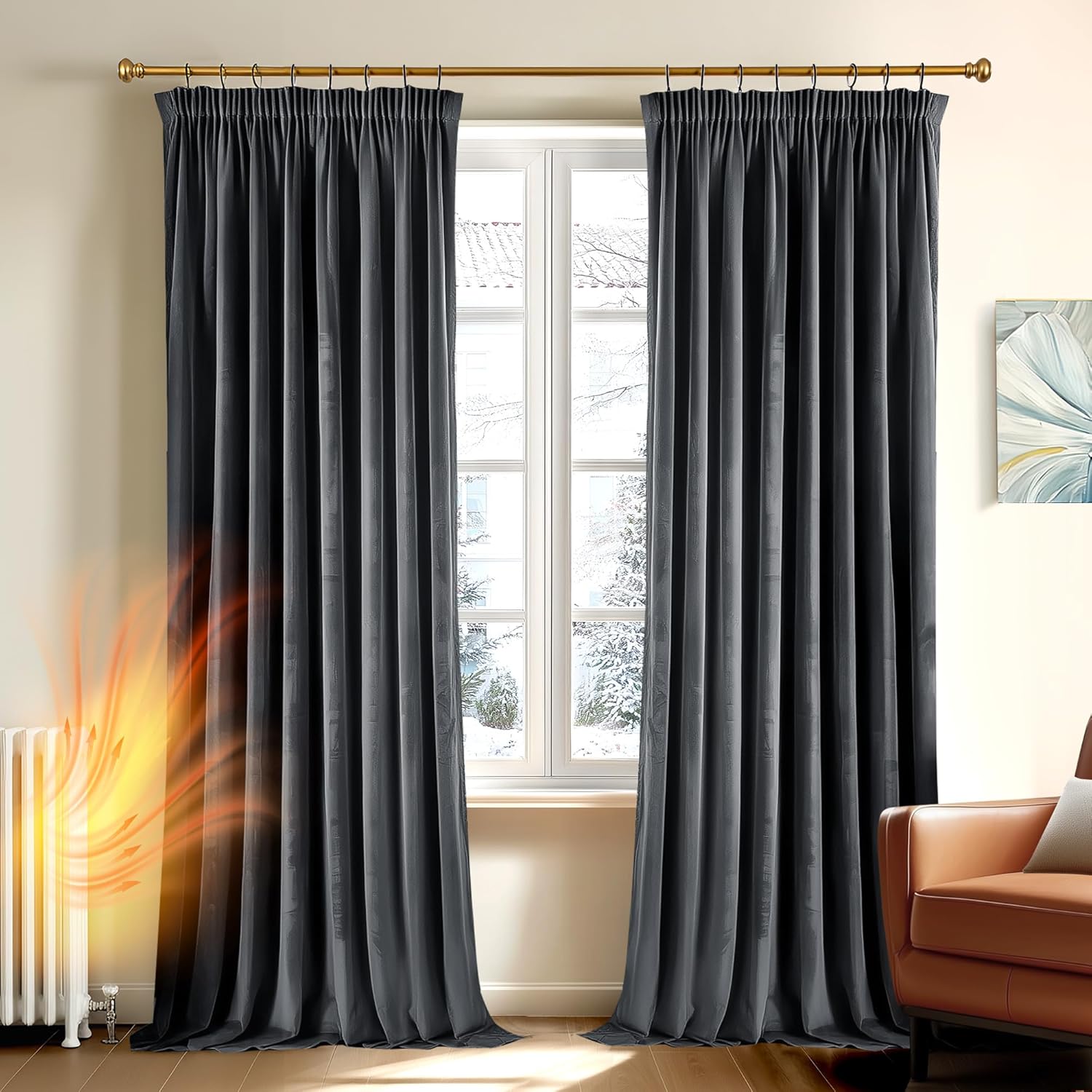 Thumbnail 1 de Deconovo Rideaux velours occultants 140×175 cm – gris (2) 📉