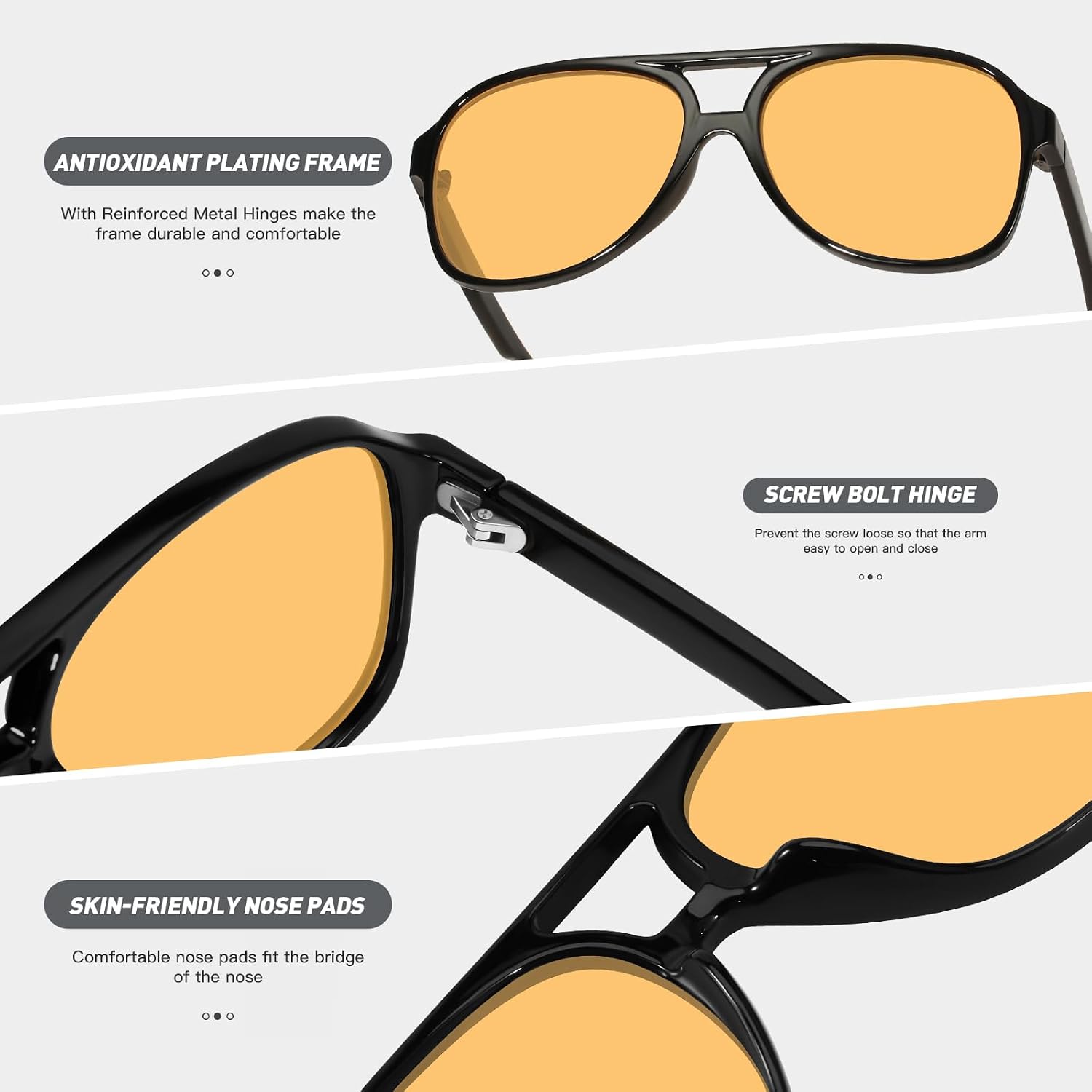 Detalle 2 de YDAOWKN Aviator Sunglasses 60mm Lens Width