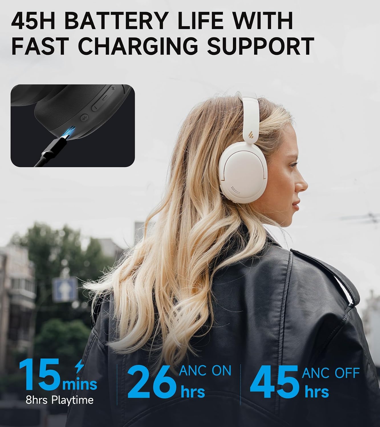 Thumbnail 6 de Edifier W800BT Pro Hybrid Active Noise Cancelling Wireless Headphones (Ivory) – Up to 45h battery