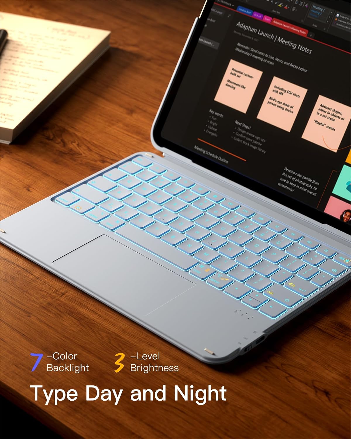 Detalle 2 de Inateck Ultralight Keyboard Case with Touchpad for iPad (11"/10.9") A16 11th Gen to Pro 11" — Blue