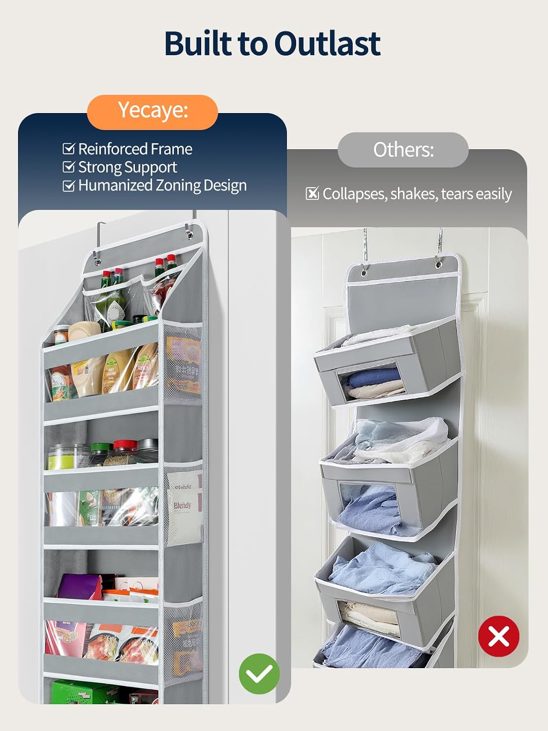 Thumbnail 4 de Yecaye 5-Tier Over The Door Organiazer Hanging Storage Organizer with Clear PVC Windows