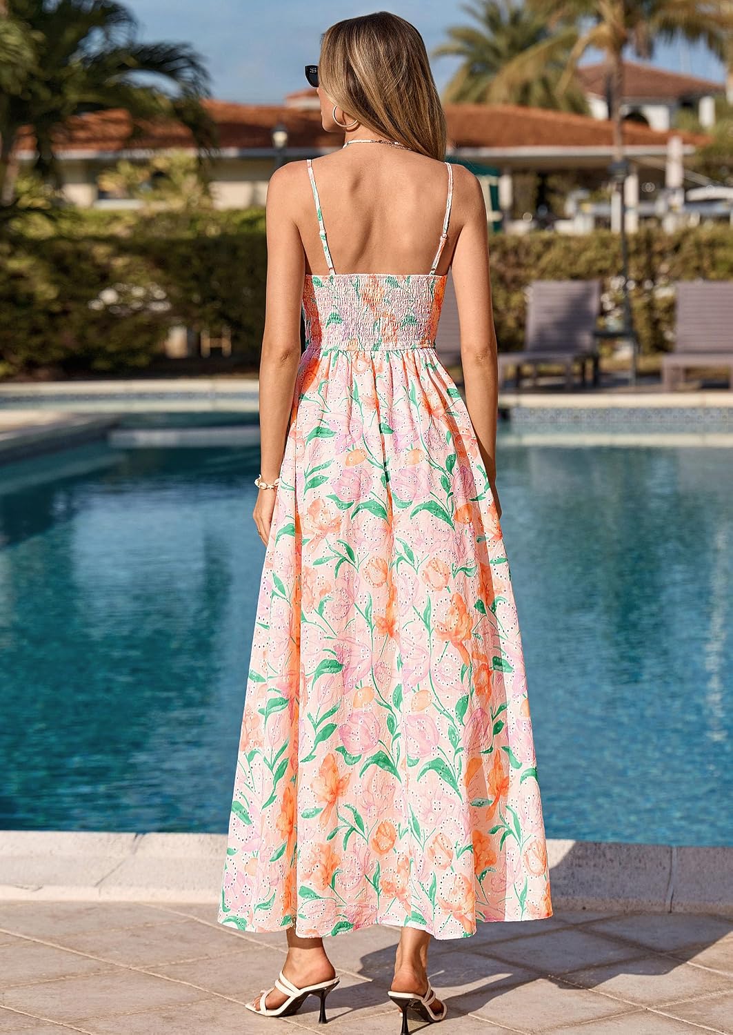 Detalle de PrettyGarden Womens 2026 Spring Boho Maxi Dress Eyelet Floral