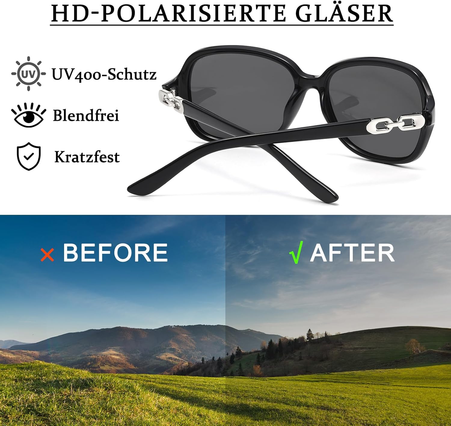 Thumbnail 3 de D Lolylad Nachtsichtbrille für Damen – gelbe Nachtfahrbrille zum Autofahren