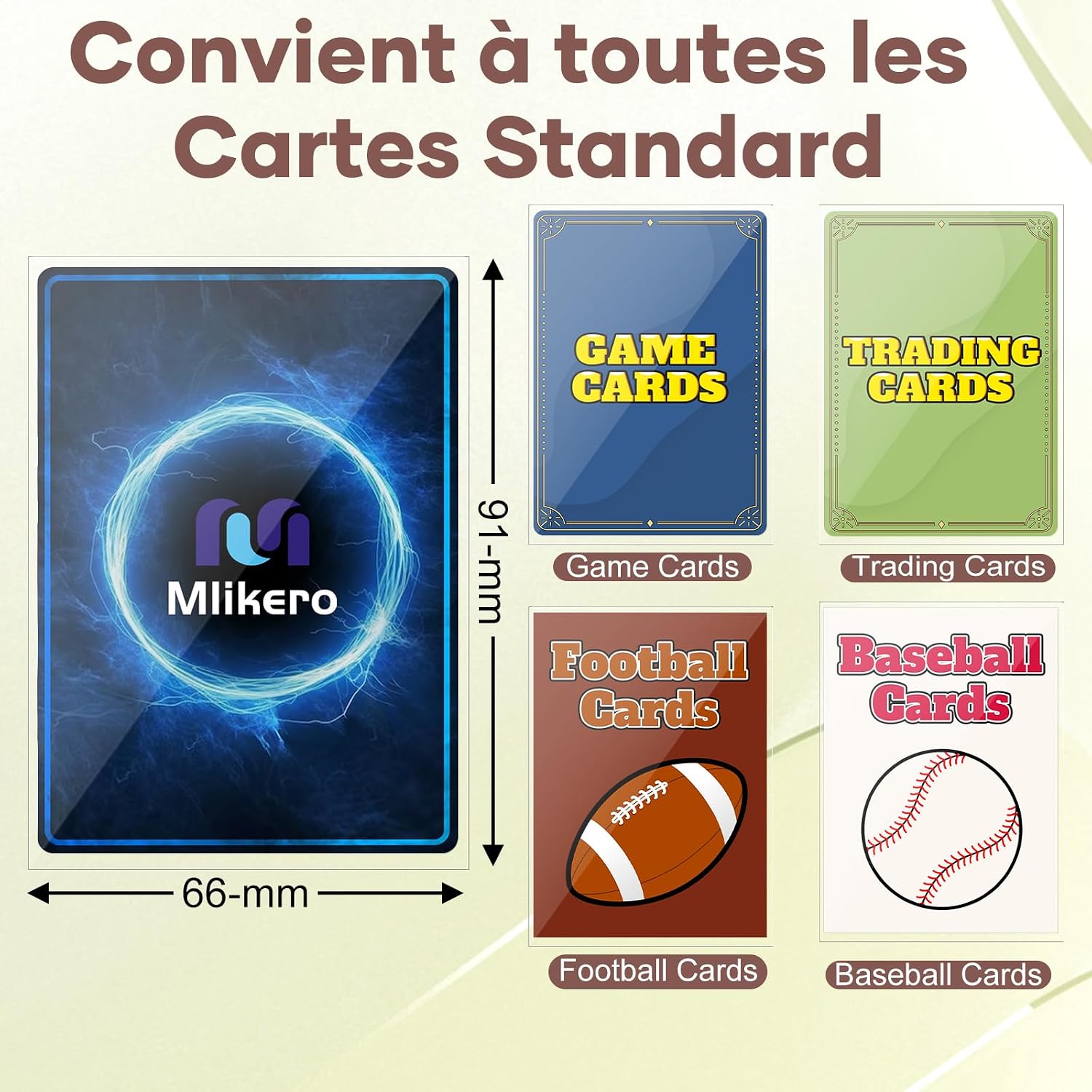 Detalle de Mlikero 1000 Sleeves Carte Souple – Protège-cartes 66 × 91 mm, polypropylène sans PVC