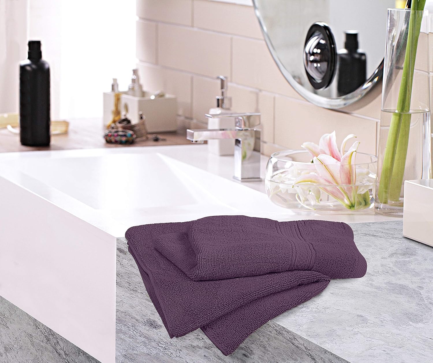Thumbnail 6 de Utopia Towels UT0626 handdoekenset van ringgesponnen katoen, Plum, 6 stuks