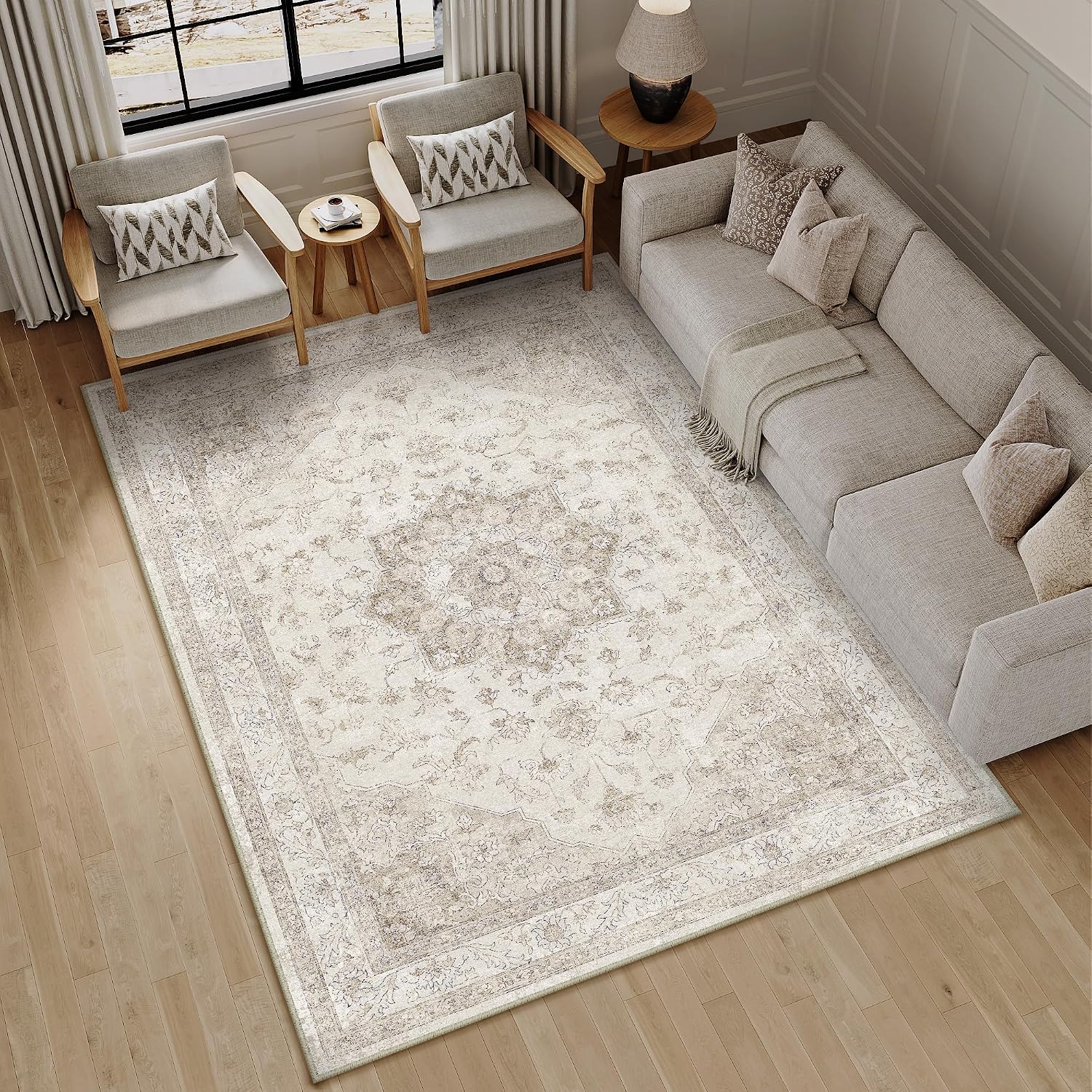 Thumbnail 2 de PureCozy Vintage Beige Teppich 140x200