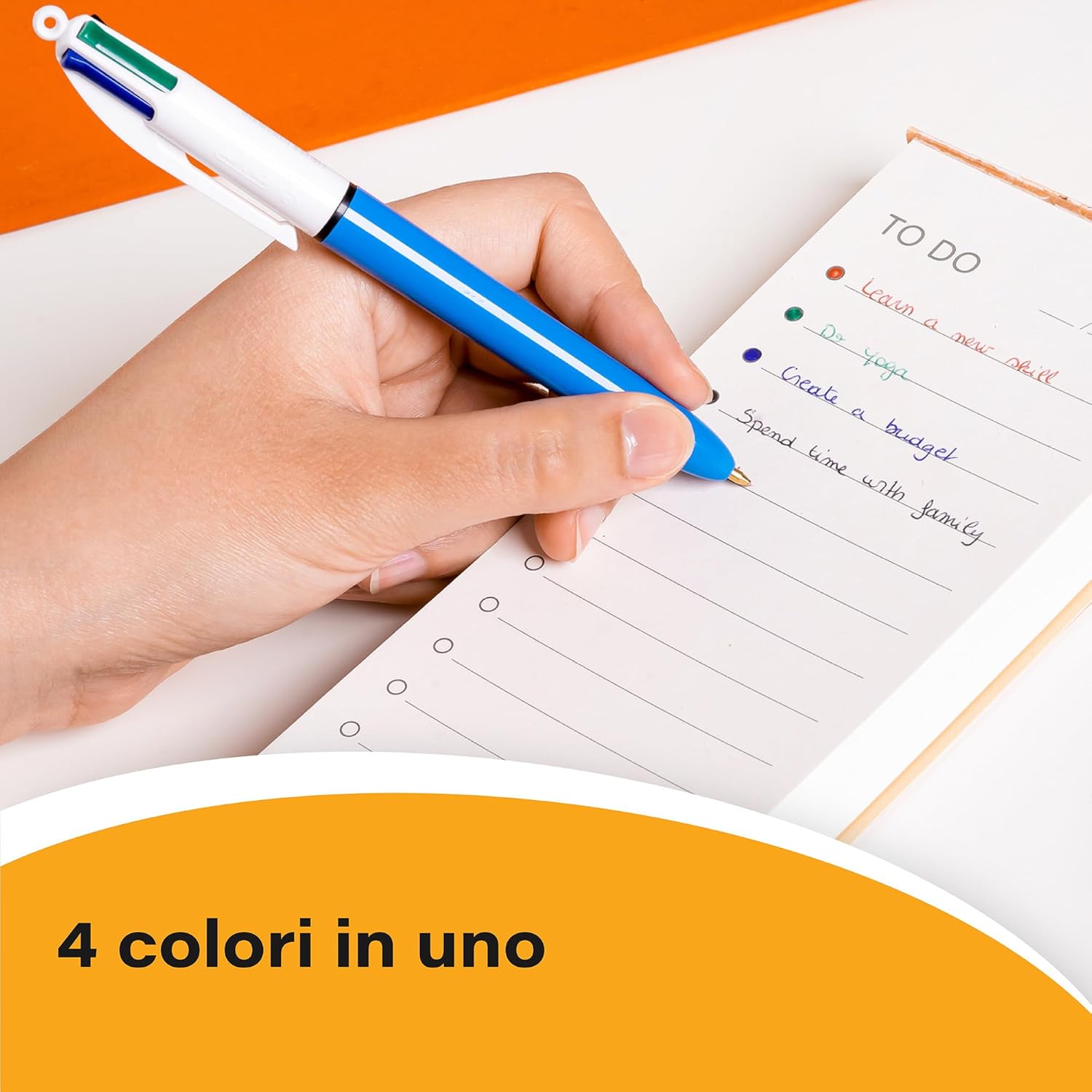 Detalle de BIC 4 Colori a Sfera – Penne Multicolore con Punta Media 1.0 mm, 12 Unità