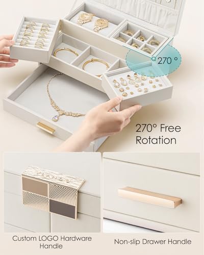 Detalle de VLANDO Jewellery Box: 2-Tier Organiser with Retractable Tray