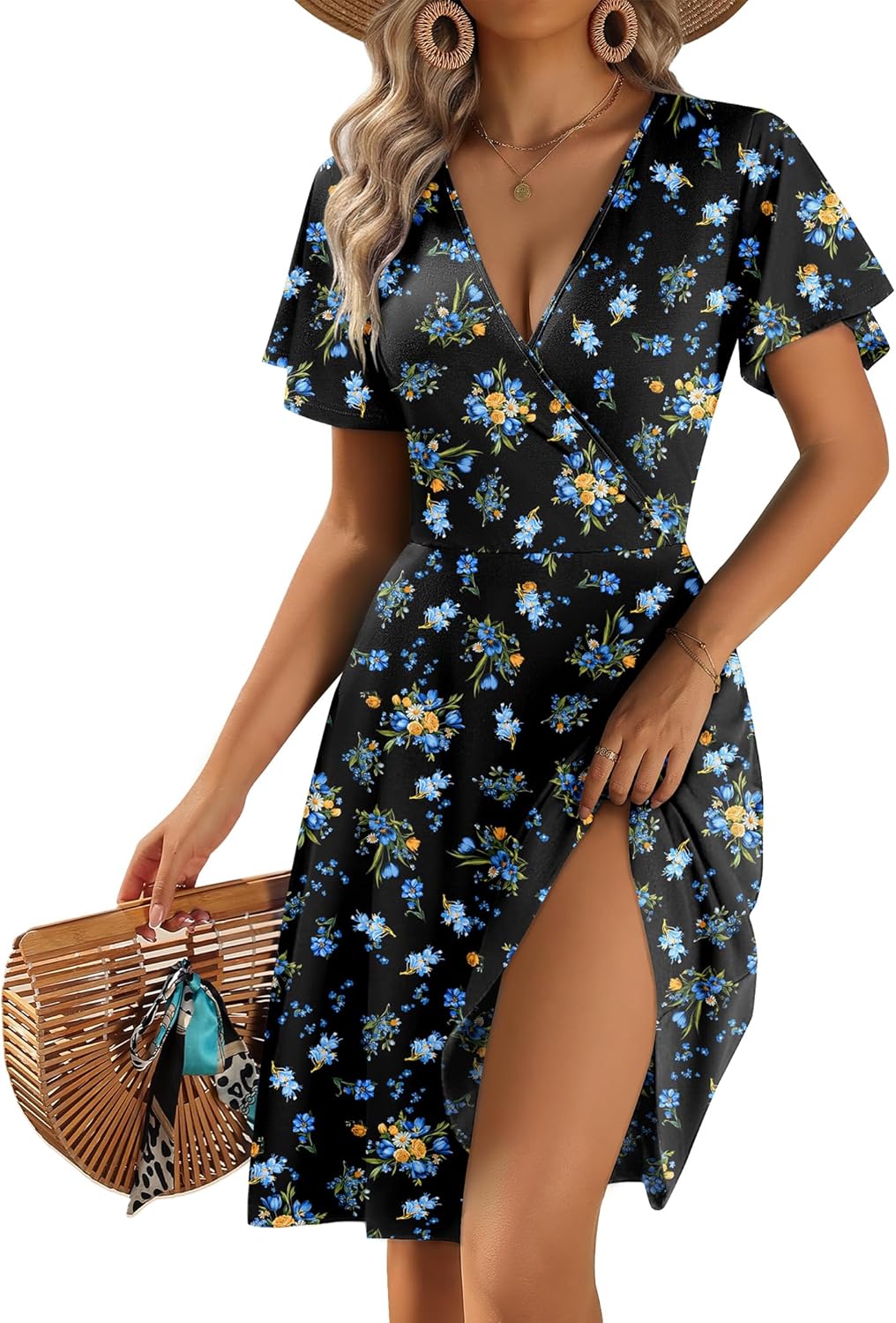 Thumbnail 6 de Zeagoo Women's Summer Wrap V-Neck Floral Dress with Pockets