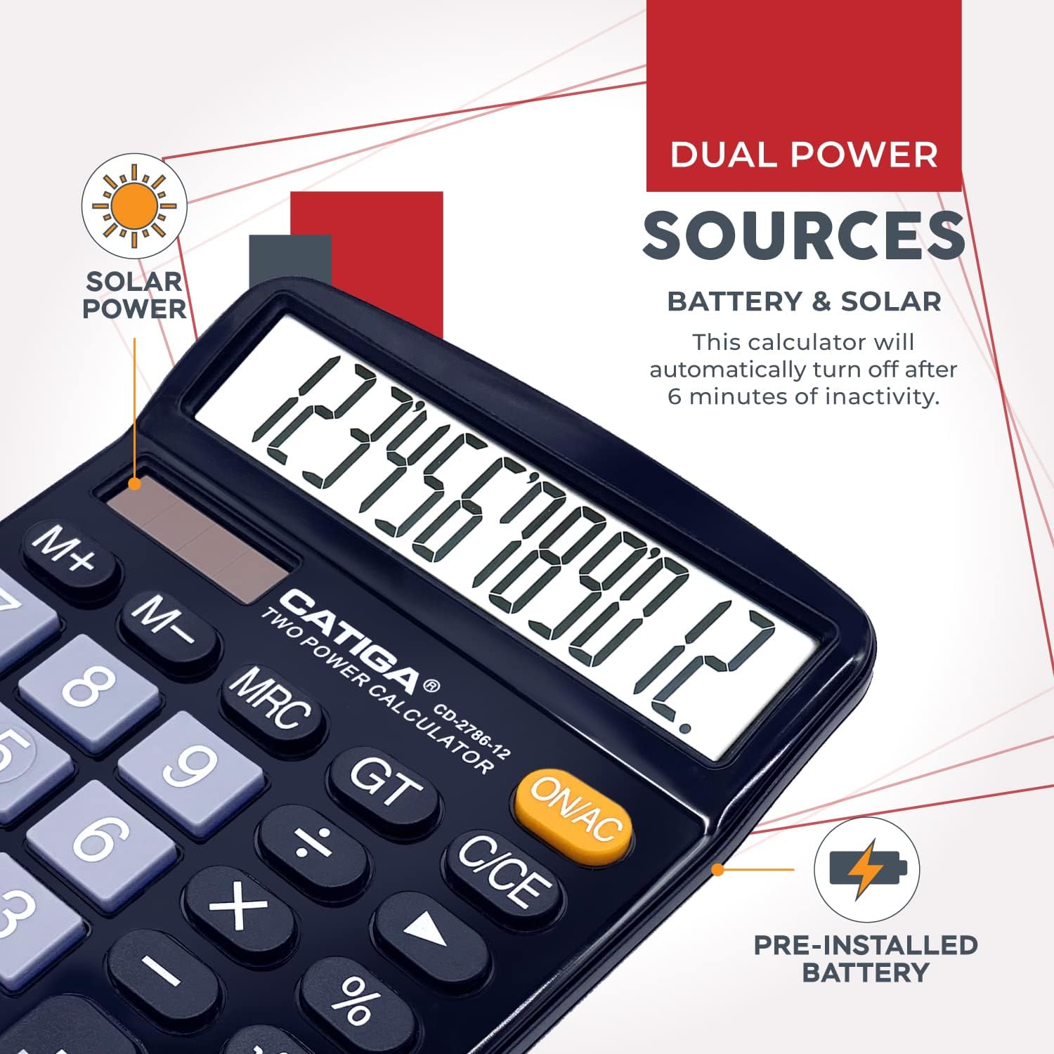 Detalle 2 de CATIGA 12 Digit Desk Calculator 📟