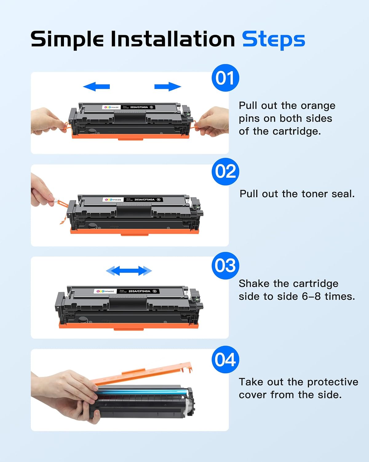 Detalle 2 de GPC IMAGE 203A Toner-Set (4er-Pack) kompatibel HP 203X für M281/M254 – CF540A/CF541A/CF542A/CF543A