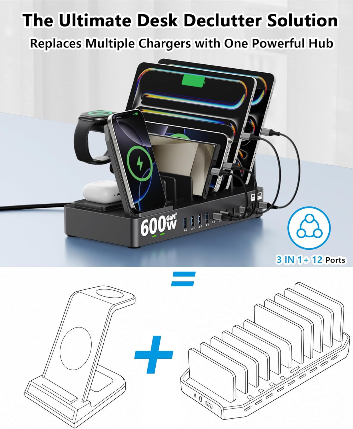 Thumbnail 2 de 600W 15-in-1 Charging Station by Zobirez