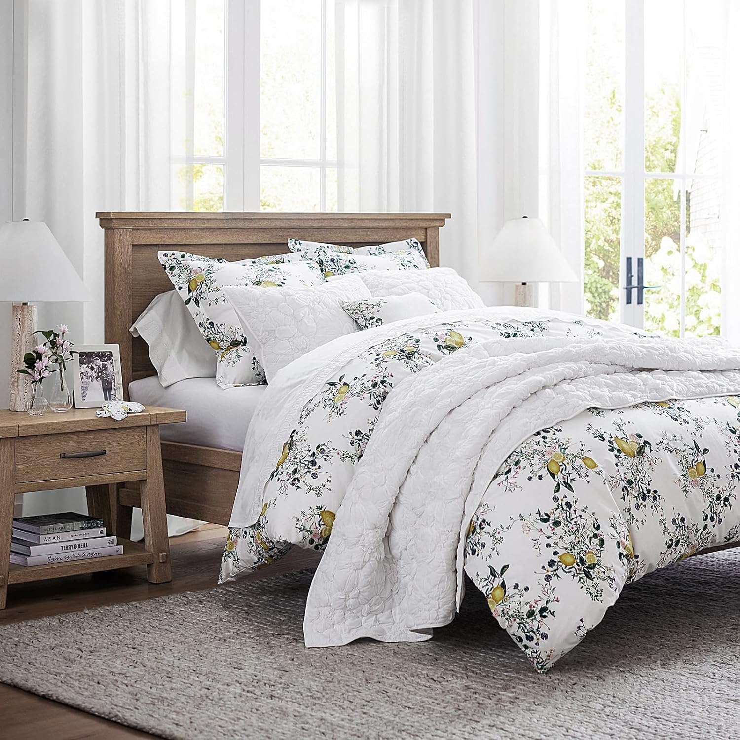 Thumbnail 5 de Lot de 2 rideaux en voile blanc Topfinel (semi-transparent) pour salon, longueur 235 cm