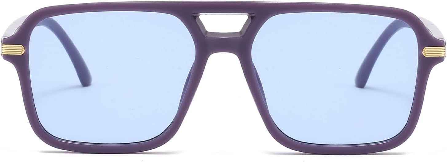 Thumbnail 1 de YAMEIZE 70er Rechteck Sonnenbrille mit Doppelbrücke – UV400, polarisiert