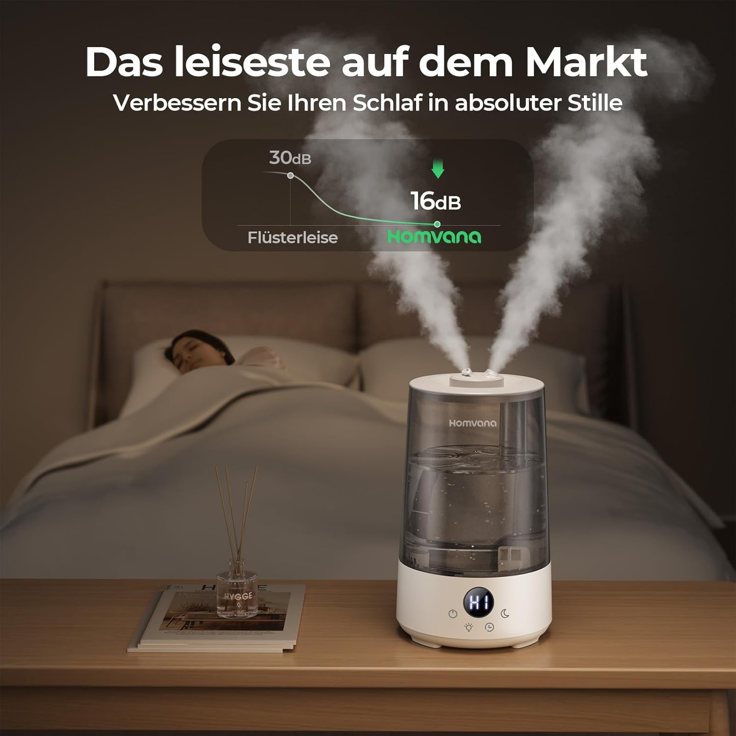 Detalle de Homvana Luftbefeuchter Schlafzimmer Top-Fill 3.6 L 34 h ⌚ ⏎