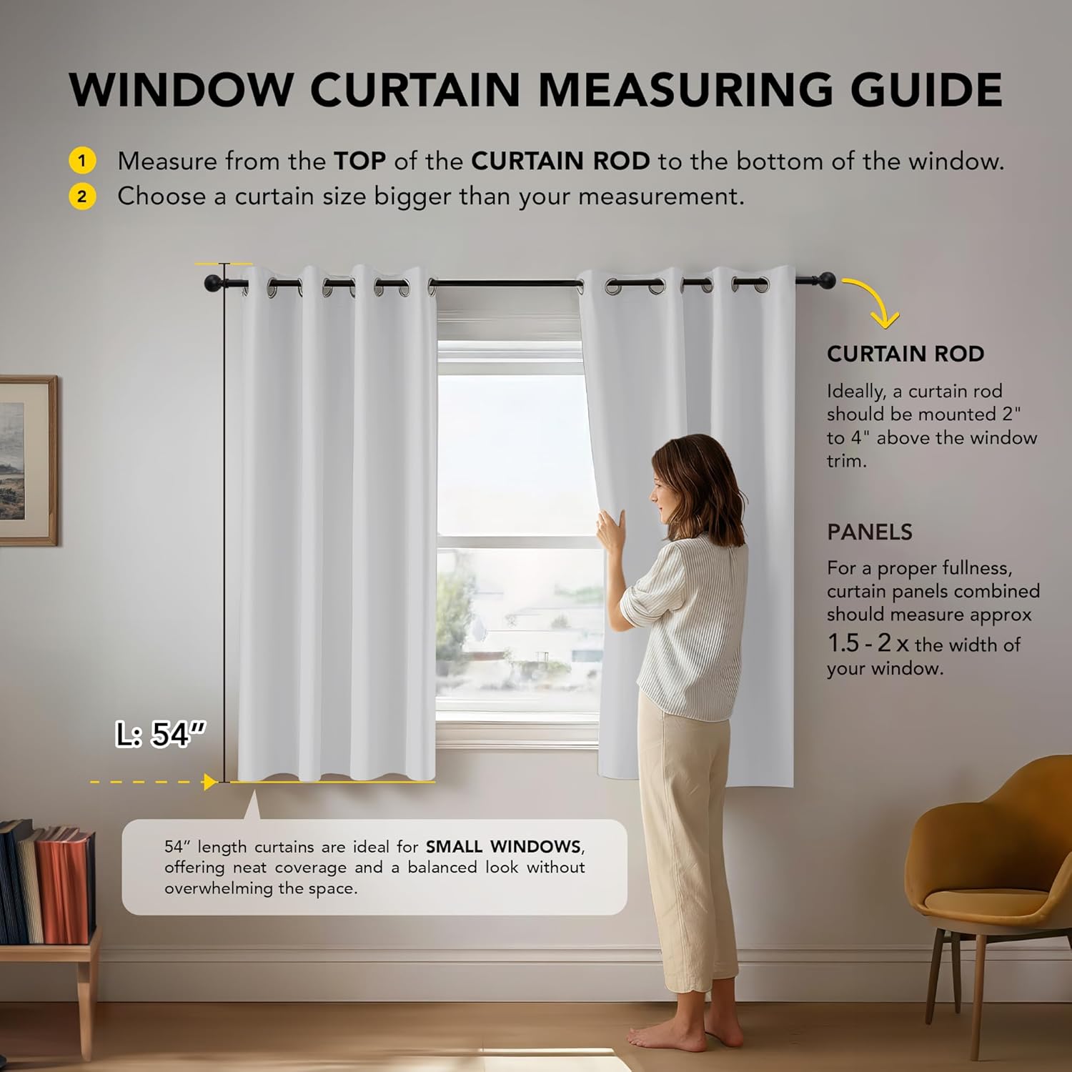 Thumbnail 1 de Deconovo Verdunkelungsvorhänge (2er-Set) wärmeisolierend, kälteisolierend, mit Ösen – blasses Weißgrau, 107 x 138 cm