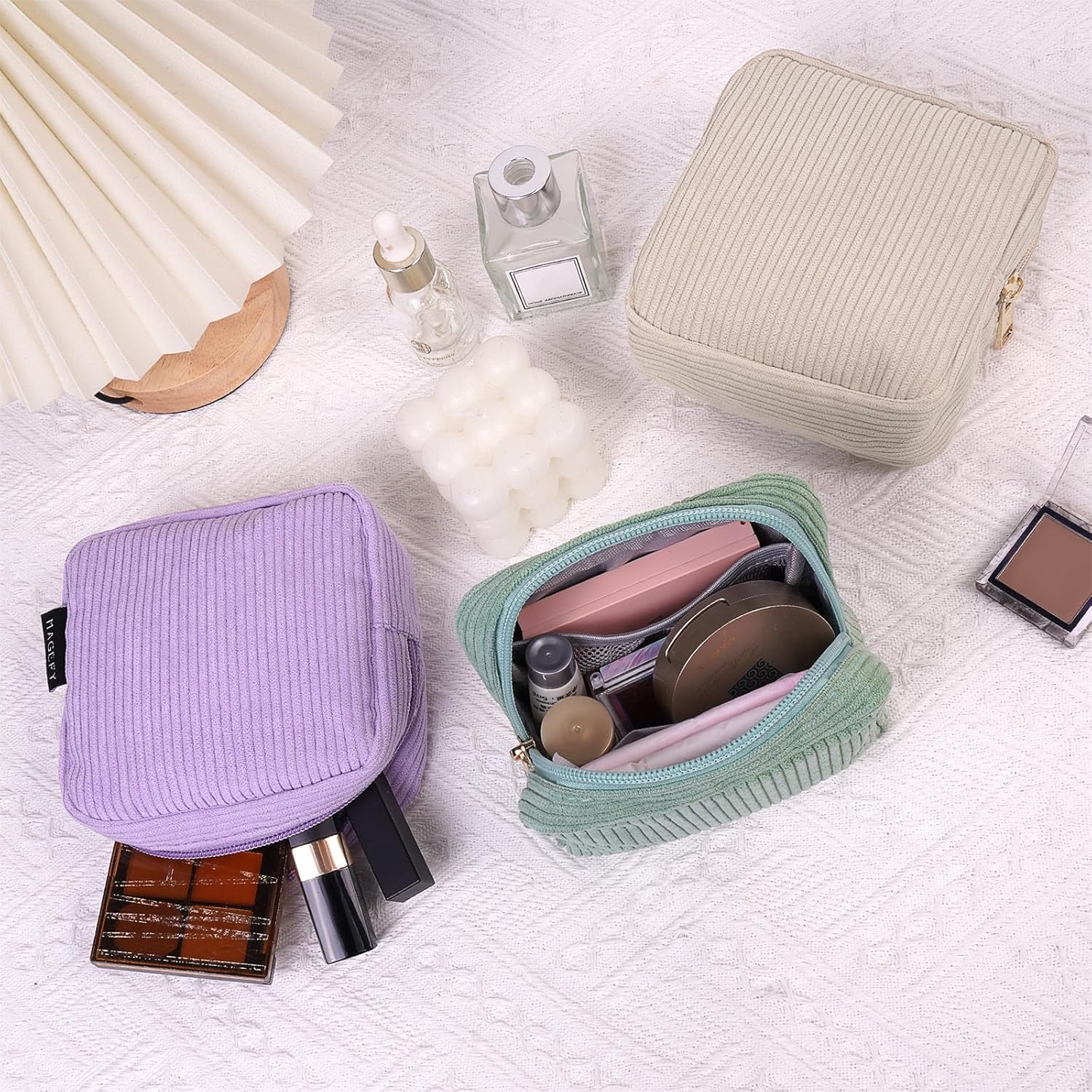 Thumbnail 6 de MAGEFY Kosmetiktasche – Kleine Make-up Tasche aus Kordsamt für Reisen und Alltag