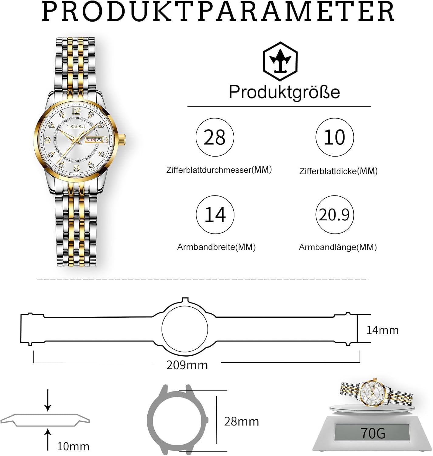 Detalle de Taxau Uhren für Frauen 28 mm