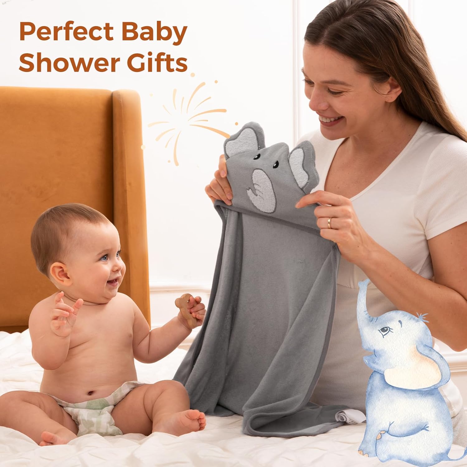 Thumbnail 3 de momcozy Hooded Baby Towel Set: 8-Piece Bath Kit with Elephant Hooded Towels and Washcloths