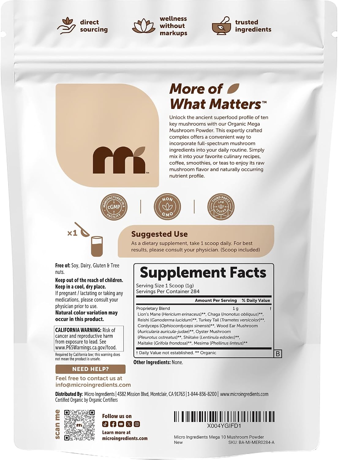 Thumbnail 6 de Micro Ingredients Mushroom Powder 10 oz